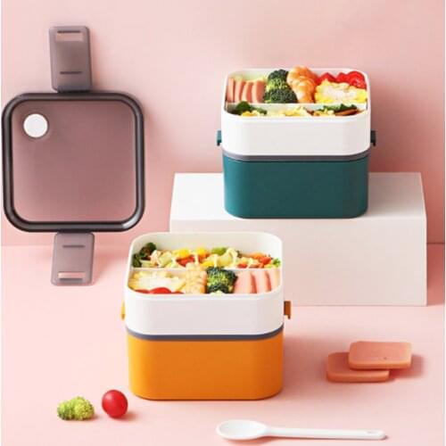 2 Layer Portable Lunch Box Separate Food Container Microwave Oven Lunch Bento Boxes Student Lunchbox