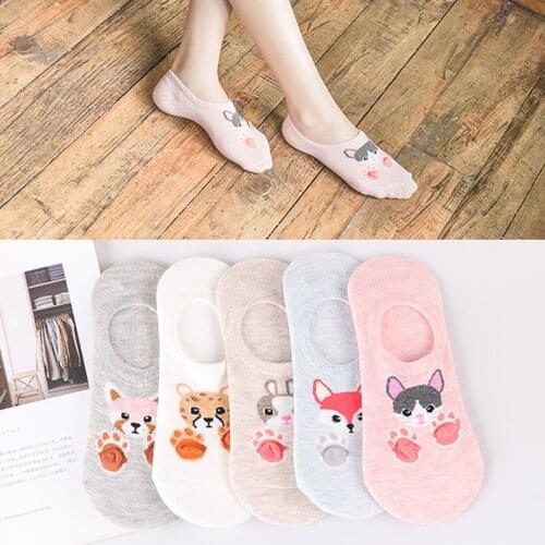 Lovely Girls Hot Sale High Quality 5 Pieces Womens Socks Cotton Cute Cartoon Embroidered Funny Short Socks For Dropshipping