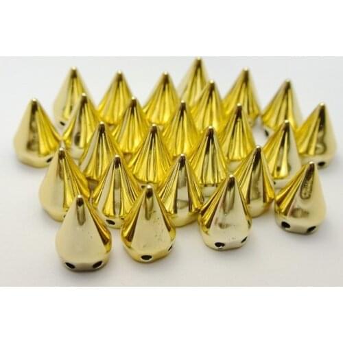50 Golden Single Row Rock Punk Spike Rivet Acrylic Taper Stud Beads for bracelet