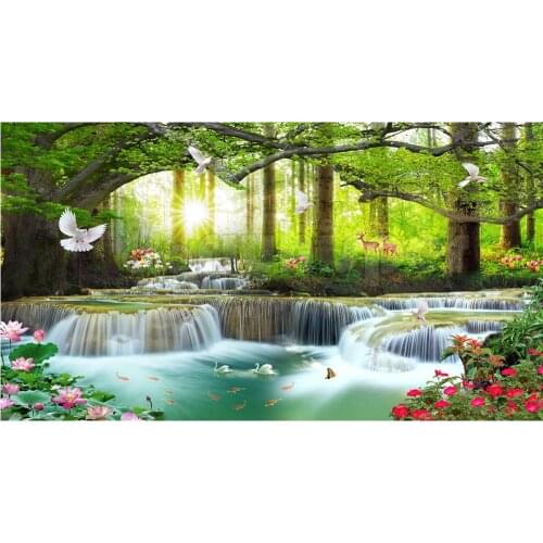 Large Diamond Painting Full Square Round Drill Waterfall Forest Swan Deer 5D Daimond Painting Embroidery Cross Stitch N286
