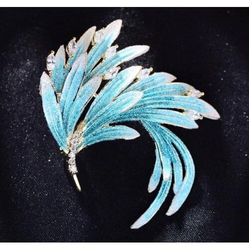 Blucome New Enamel Phoenix Wing Flower Brooch Elegant Suit Cheongsam Atmosphere Animal Wing Corsage Accessories Suit Brooches
