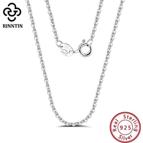 Rinntin 100% 925 Sterling Silver Cable Link Chain Necklace 45cm/50cm/55cm for Women Neck Chain Silver Accessories Jewelry SC06