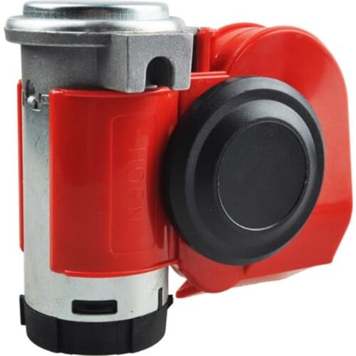Twin Dual Tone Compact Air Loud Horn 12V 110-125db Compressor Red Motorcycle Horn