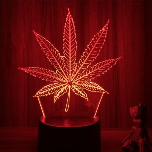 Nine Leaves Clover Leaves Action Figure 7 Colors Touch Optical Illusion Table Lamp Gift Decor Model Lover 3D Nightlight