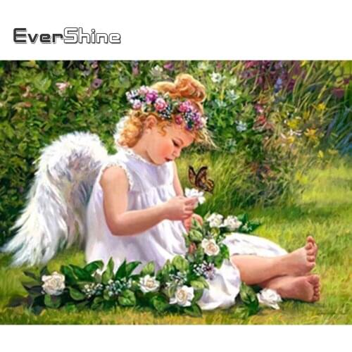 Evershine Diamond Painting Angel Diamond Embroidery Girl Full Square Portrait Rhinestones Diamond Mosaic Crystal Cross Stitch