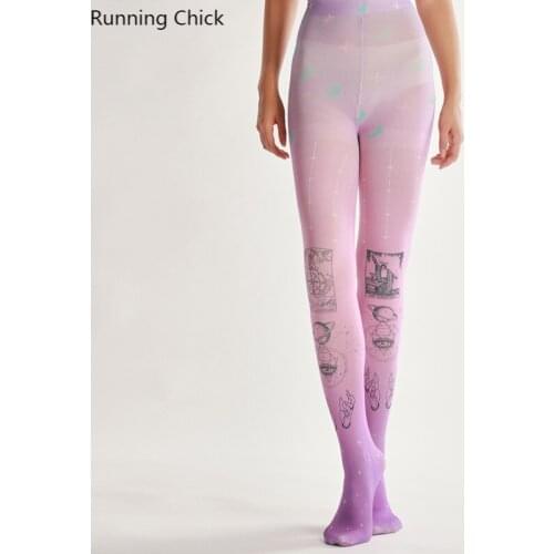Purple Cartoon Print Pantyhose, Cheap Stuff With Free Shipping Dropship Suppliers
