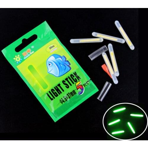 5Pcs/bag Fishing Float Fluorescent Lightstick 4.5*37mm Fishing Glow Stick Float Rod Lights Night FishingTackle Visual 30m X351