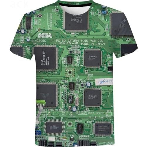 Elektronische Chip Hip-hop T-shirt Männlichen 3d Maschine Gedruckt Elektronische Motherboard Hemd Harajuku Stil Sommer Kurzarm