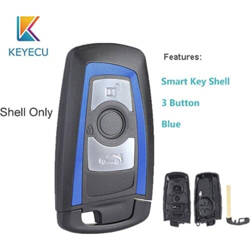 KEYECU Blue Replacement Smart Remote Key Shell Case 3 Button for BMW YGOHUF5662 With Key Blade Uncut HU100R