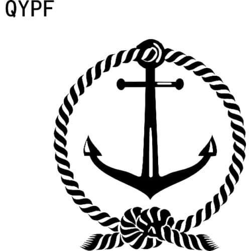 QYPF 12.8*14.2CM Interesting Anchor and Rope Circle Car Window Decal Sailing Nautical Boat Vinyl Sticker C16-1025