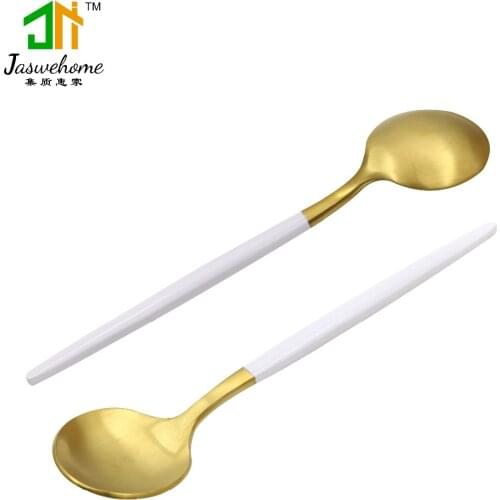 Jaswehome Stainless Steel Soup Spoon Ice Cream Dinner Tableware Gold Plated Dessert Coffee Spoon
