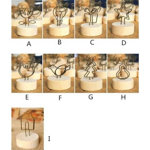 60PCS Creative Round Wooden Iron Photo Clip Memo Name Card Pendant Furnishing Articles Picture Frame