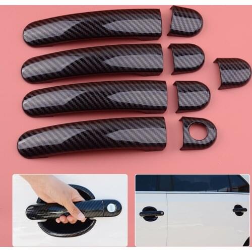 Door Handle Cover Trim Decoration Carbon Fiber Style Black ABS Fit for VW Tiguan Jetta MK6 Polo 2012 2013 2014