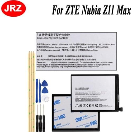 Li3839T43P6h406790 For ZTE Nubia Z11 Max NX523 NX523J Battery 4000mAh Mobile Phone Batteria Batterie For ZTE Nubia Z11 Max+tools