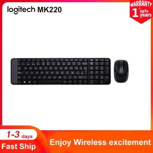 Logitech MK220 Wireless Keyboard and Mouse Set 11 Multimedia Shortcut keys 1000dpi Mouse USB Receiver Set Office Plug and Play