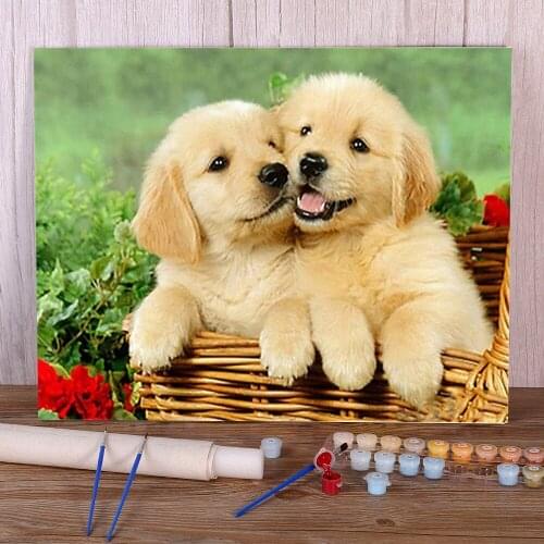 Animal Dog DIY Painting By Numbers Complete Kit Acrylic Paints 40*50 Picture By Numbers Photo New Design For Children Art