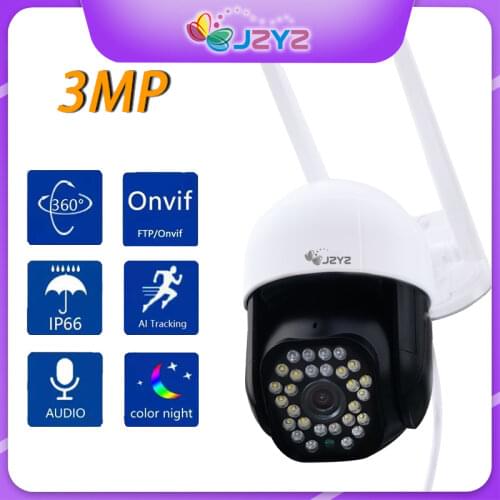 JZYZ Tuya 3MP Outdoor PTZ Camera Wireless Full Color Night Vision Two way audio Humanoid Detection Auto Tracking IP66 Waterproof