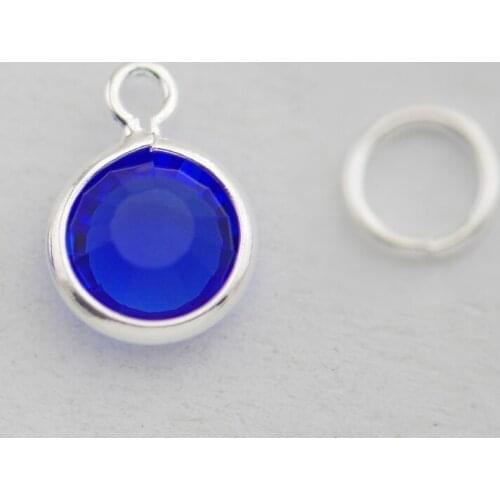New Arrivals 10PCS 6mm Dark blue Birthstone100% crystal with Silver Rings floating Bezel Charms for floating locket 30mm