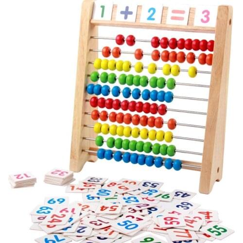 Kids educational toy wooden abacus with learning cards montessori math toy made of solid wood high quality for preschool use