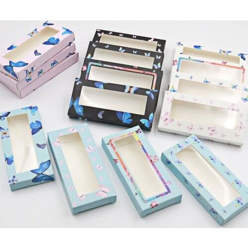 Wholesale 50Pcs Lashes Boxes Butterfly Eyelash Packaging Box Laser Holographic Rectangle Box Empty Eyelash 25mm Lashes Case