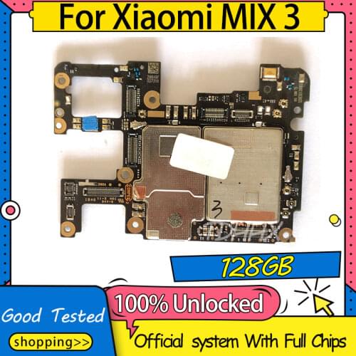 128GB Original Unlocked Mainboard For Xiaomi MIX3 Mi MIX 3 Motherboard Circuits Logic Main Board Full Chips Flex Cable