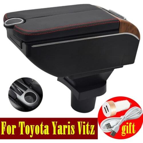 For Toyota Yaris Vitz Hatchback Armrest box 2006-2011 Double doors open 7USB Centre Console Storage Box Arm Rest