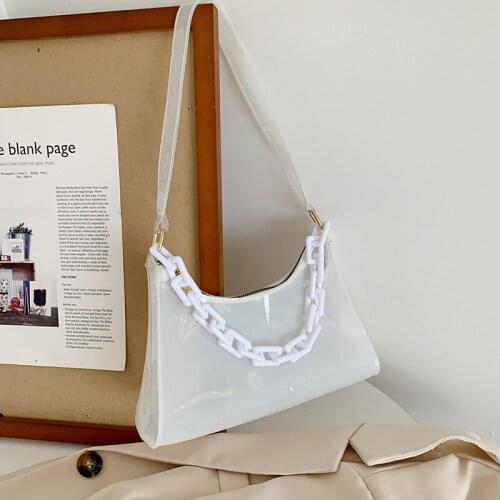 Wriufred Transparent acrylic bag Korean version of PVC jelly handbag large capacity one-shoulder armpit bag baguette bag