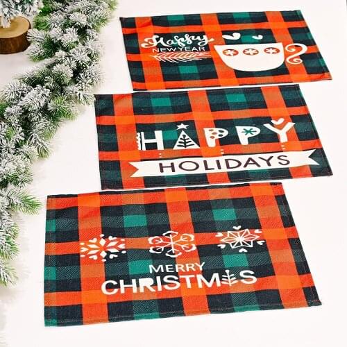 Christmas Placemats Xmas Elk Table Decor Placemats for Table Ornament Christmas Decoration for Home New Year Navidad 2022