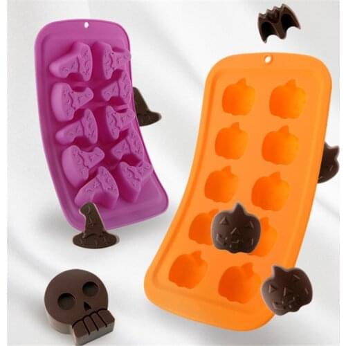 10 Cavities Halloween Silicone Cake Mold Pumpkin Ghost Bat Shape Cookies Chocolate Molds DIY Cake Baking Tools