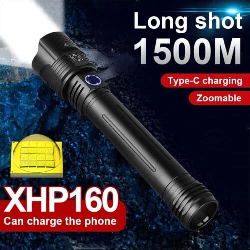 High Power LED Flashlights XHP160 Flash Lamp 18650 Or 26650 Torch USB Charging Waterproof Tactical Zoom Lantern Camp Hunt Light