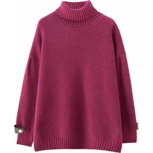 High-necked Long-sleeved Sweater Mid-length Pullover Loose Fall Winter Sweater Ladies All-match Casual Fashion Base 2021 New