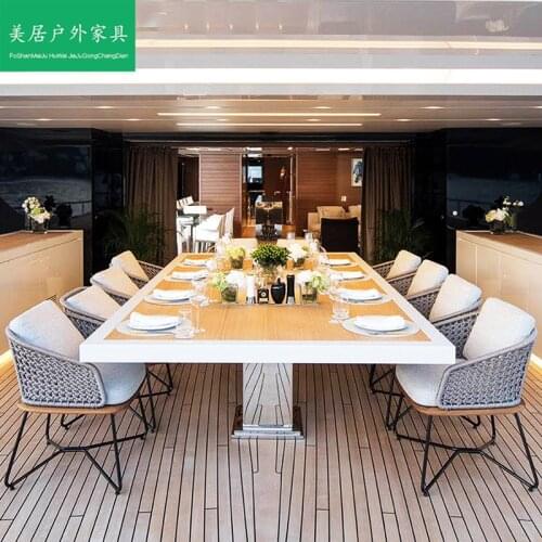 Outdoor table and chair rattan antiseptic xylopinea-grid restaurant leisure courtyard garden sunshine indoor furniture