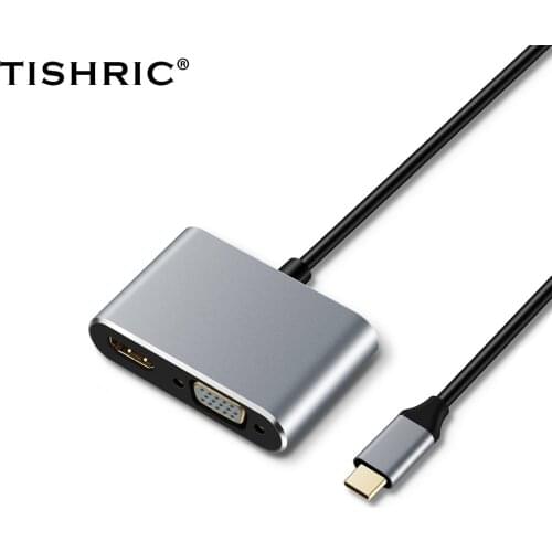 TIHRIC USB C Hub To HDMI-compatible VGA 4K Adapter Usb Hub Type C Dock For Macbook Pro Lenovo Xiaomi Computer Accessories
