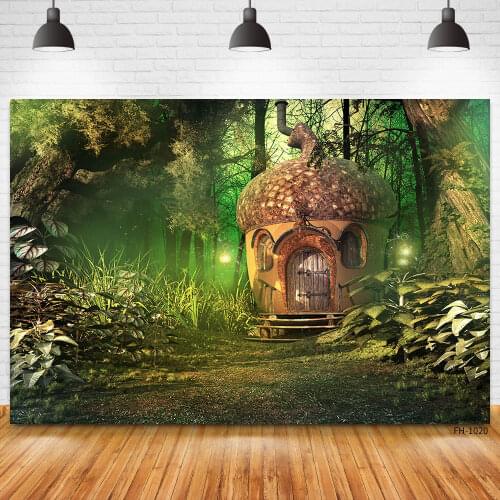 Dreamy Mushroom House Wonderland Forest Jungle Backdrops Vinyl Photography Background For Birthday Photophone Fairy Photo Studio