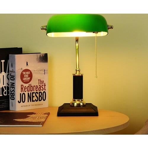 Retro Art Table Lamp Vintage Green Film Desk Lamp American Bedroom Bedside led Light Study Table Desk Lamp Nostalgic Table Light