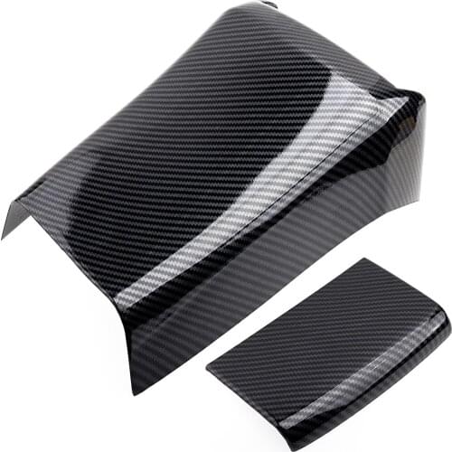 Rear Carbon Fiber Style Black Center Armrest Box Anti Kick Cover Trim Cap Car ABS Fit for Honda Civic 2016 2017 2018 2019