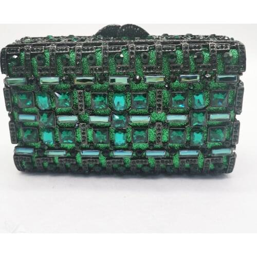 Green/Purple/Blue/Silver Big Rhinestone Clutch Bag Luxury Women’s Diamond Crystal Evening Party Purse Shoulder Chain Handbag