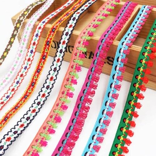 2Yards/lot 28 colors handmade DIY ethnic style embroidery jacquard ribbon clothing decoration ethnic lace accessories 1.5cm