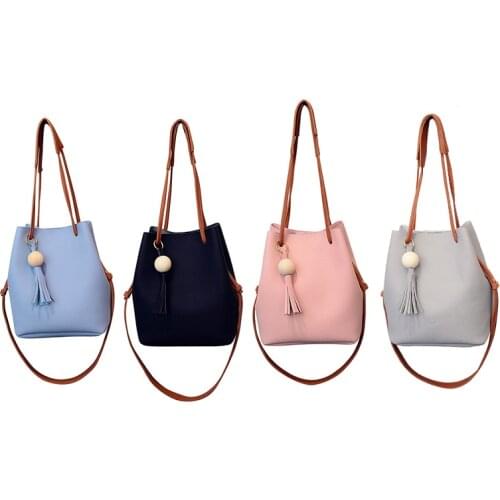 Women PU Leather Bucket Shoulder Bag with Small Handbag Messenger Satchel Bag SUB Sale