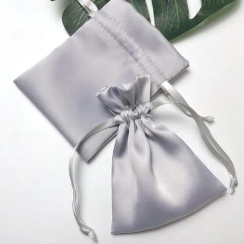 10pcs Jewelry Packaging Pouches Chic Sliver Wedding Favor Gift Bag LOGO Custom Drawstring Pouch for Cosmetic Makeup Eyelashes