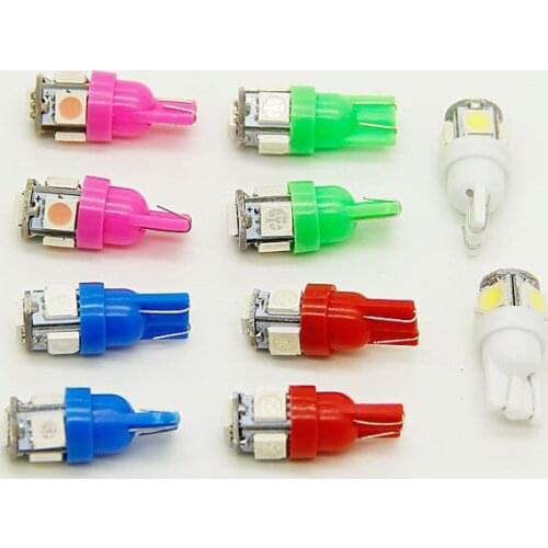 3pcs T10 W5W LED Bulb 5 SMD LED White Blue Red Yellow Green 194 168 Super Bright wedge Lights bulbs Lamps 12V 5050 SMD