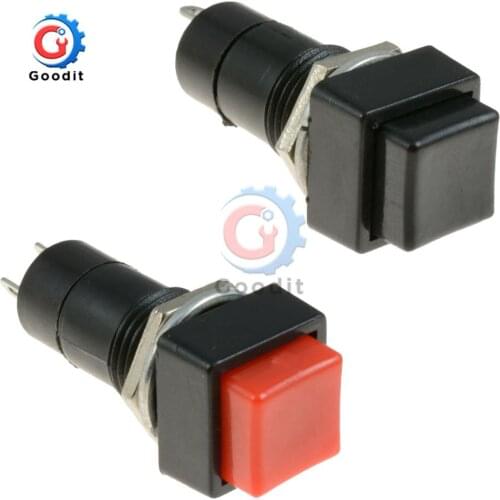 5pcs Square Momentary Self-Reset Self Return Push Button Switch SPST Car Dash 12V 12MM PBS-11B Red or Black