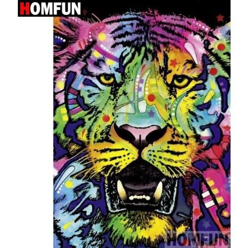 HOMFUN 5D DIY Diamond Painting Full Square/Round Drill "Color tiger" 3D Embroidery Cross Stitch gift Home Decor A04045