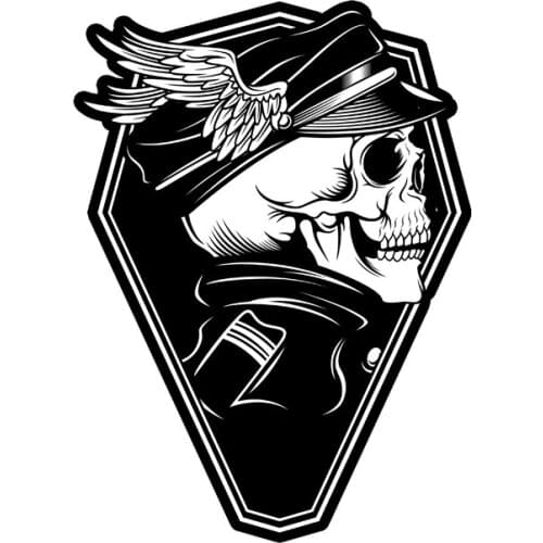 Skull Wings Sticker Decal with Captain Hat #04041