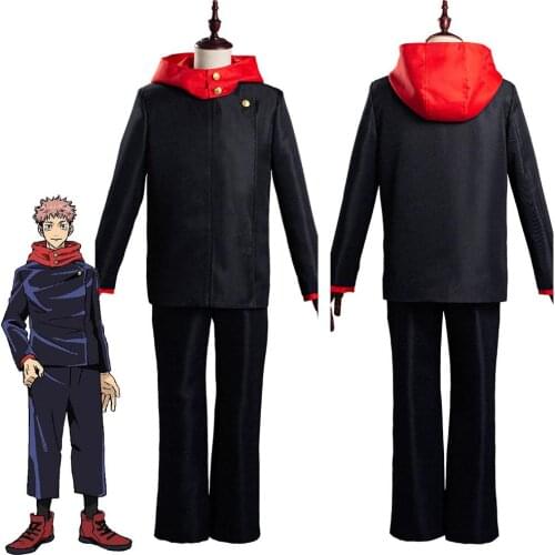 Anime Jujutsu Kaisen Yuji Itadori Cosplay Black School Uniform Hoodies Suit Halloween Christmas Costume for Women Men