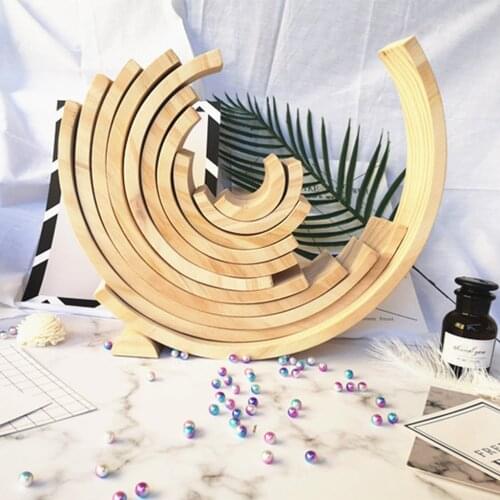 Wooden Buildings Stack Block Nesting Shape Matching DIY Fun Game Toy Gift