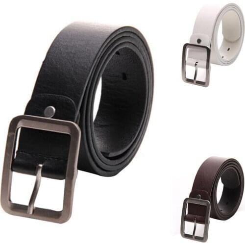 Mens Casual Waistband Belt Faux Leather Belt Buckle Waist Strap Belts white