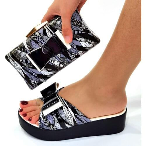 Doershow nice African Shoes And Bag Matching Set With black Hot Selling Women Italian Shoes And Bag Set For Party Wedding SOU1-6