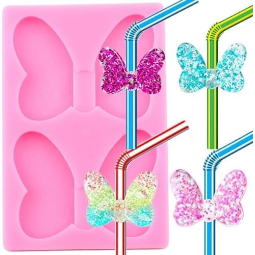 Disney Bows Shape Straw Topper Silicone Mold Candy Chocolate Fondant Cake Decorating Tools DIY Craft Keychain Epoxy Resin Moulds