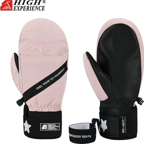 HIGH EXPERIENCE 2021 Ski Gloves Men Women Single Double Board Wear-Resistant Waterproof Cycling Warmth Thickened Mountaineering